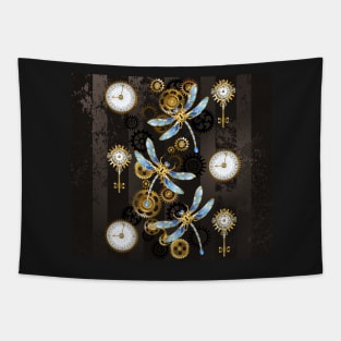 Steampunk Dragonflies on grunge background Tapestry