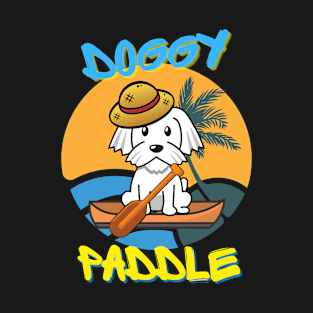 Cute white Dog is paddling on a boat T-Shirt