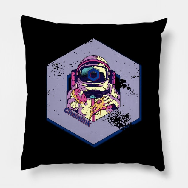 Chainlink Cryptocurrency DeFi LINK Crypto Astronaut Pillow by BitcoinSweatshirts