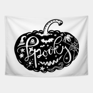 Spooky Pumpkin Handlettered Halloween Tee Tapestry