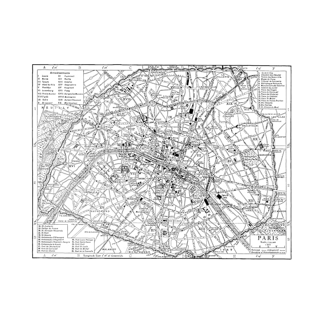 Vintage Map of Paris (1911) by Bravuramedia