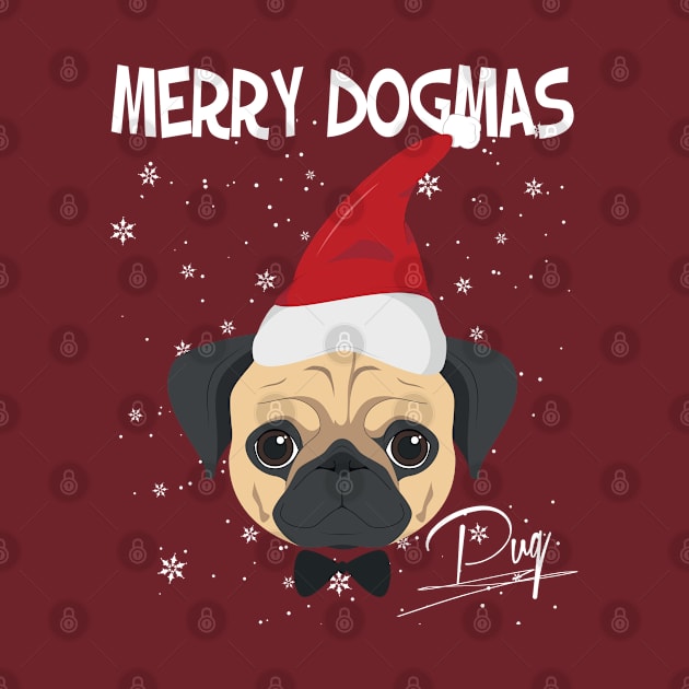 Merry Dogmas Pug Dog With Red Santa's Hat Funny Xmas Gift by salemstore