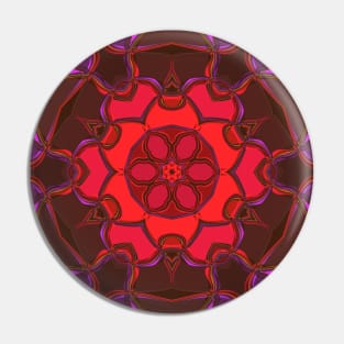 Cartoon Mandala Flower Red Pink and Purple Pin