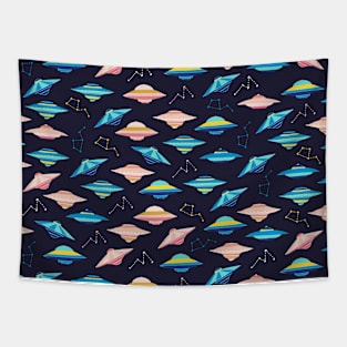 UFO and stars pattern Tapestry