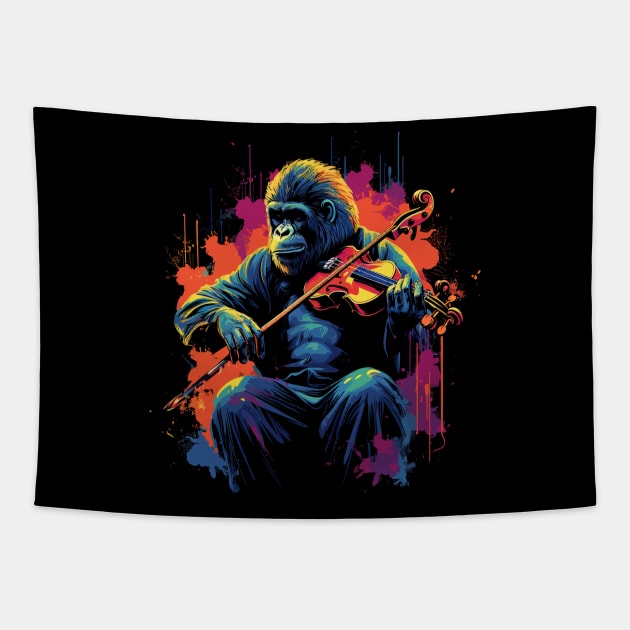 Gorilla Playing Violin Tapestry by JH Mart