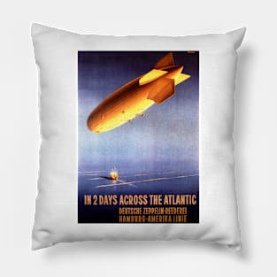 DEUTSCHE ZEPPELIN 2 Days Across The Atlantic Vintage Travel Pillow