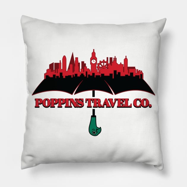 Poppins Travel Company Pillow by DeepDiveThreads