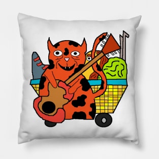 cat playing guitar with baby Pillow