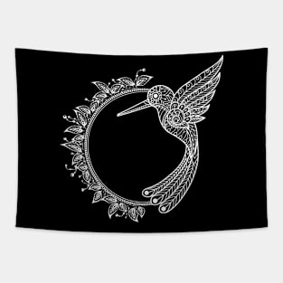 Hummingbird flower circle drawing bird colibri Tapestry