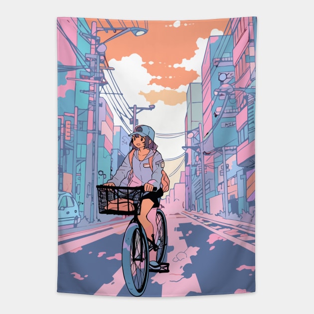 City Pedal Dreams Tapestry by BariumBandit