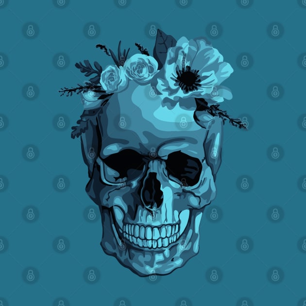 Skull With Flower Crown by Slightly Unhinged