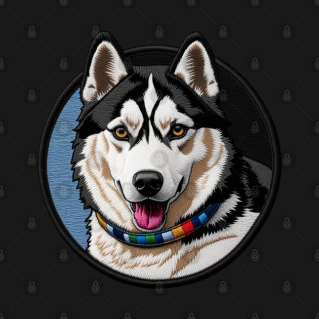 Rainbow Collar Husky Embroidered Patch by Xie