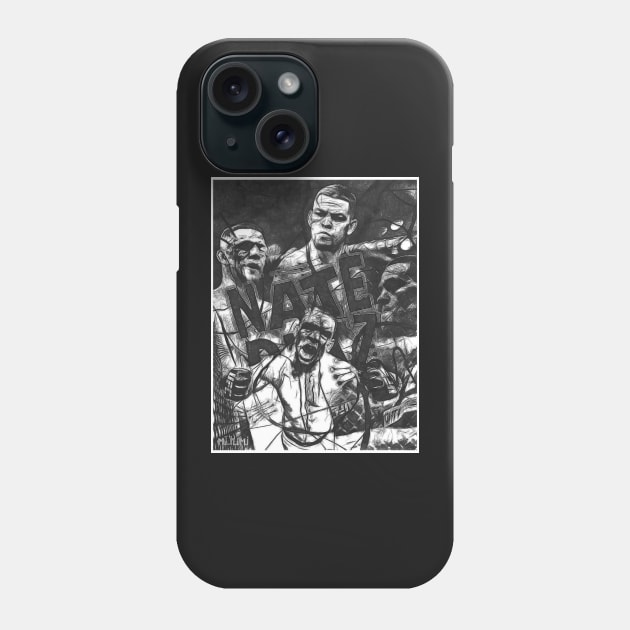 Nate Diaz Black and White Phone Case by SavageRootsMMA