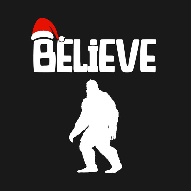 Funny Christmas Xmas Bigfoot Believe Sasquatch In Moon Light by DesignergiftsCie