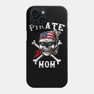 Pirate Mom Skull American Flag Phone Case