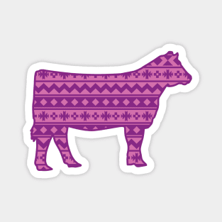 Farm Girl Show Heifer with Pink Southwest Pattern Magnet