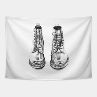 Doc Martens Pencil Drawing Tapestry