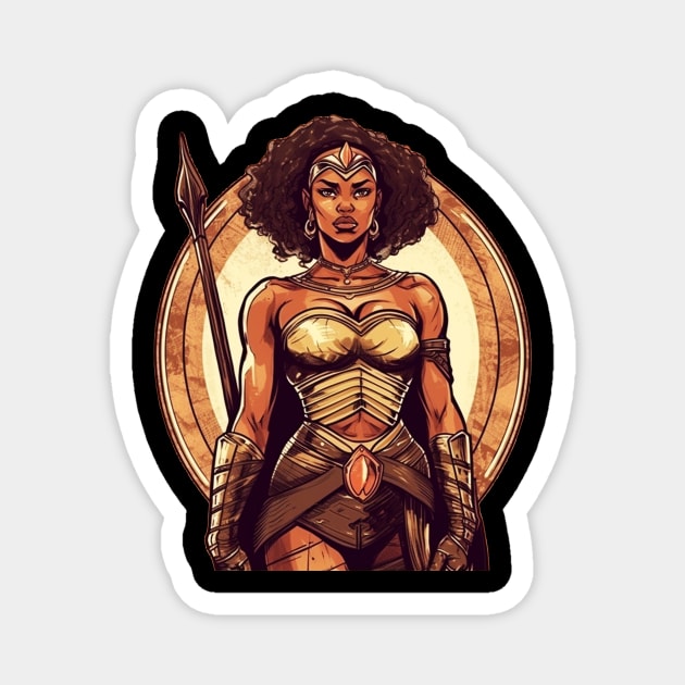 African Queen, Afro Female Warrior, Black History Magnet by logiamerch