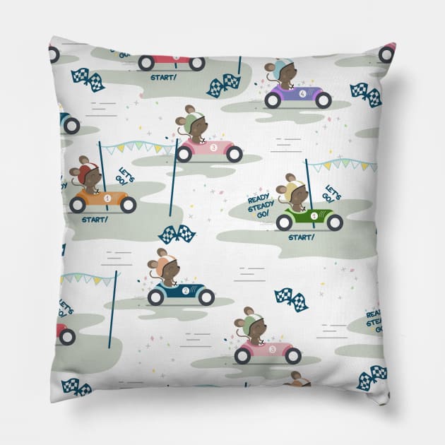 Ready to race mouse pattern Pillow by Arch4Design