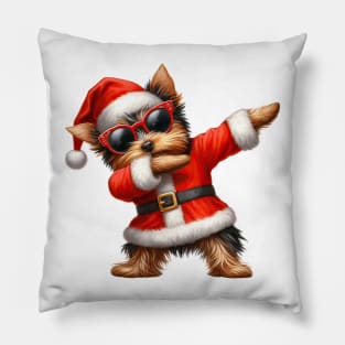 Christmas Yorkshire Terrier Dog Dabbing Dance Pillow