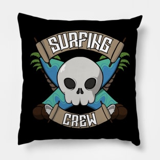 Surfing crew Jolly Roger pirate flag Pillow