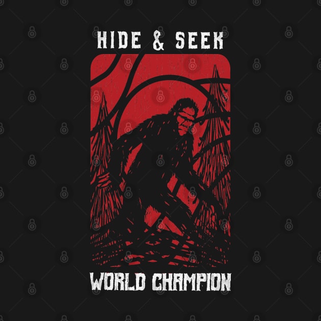 Bigfoot Hide & Seek World Champion Retro Vintage Bigfoot by Tesszero