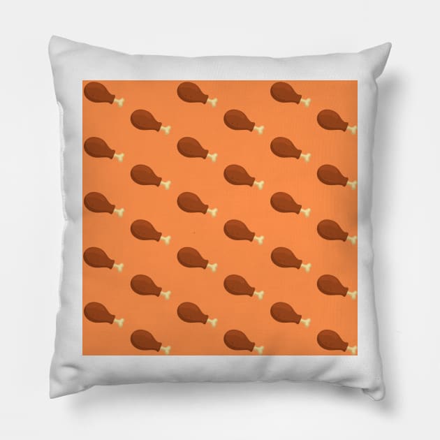 Chicken Leg - Orange Pillow by IslandofdeDolls