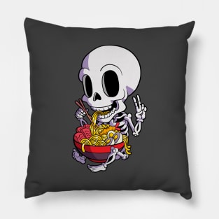 Kawaii Japanese Ramen Skeleton Halloween Anime Food Lovers Pillow