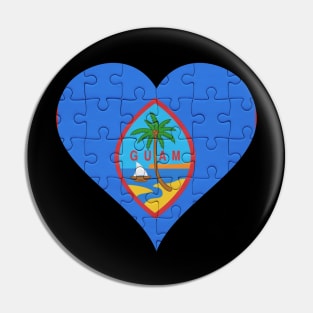 Guamanian Jigsaw Puzzle Heart Design - Gift for Guamanian With Guam Roots Pin