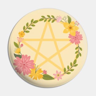 Midsummer Floral Pentacle Design Cheeky Witch® Pin