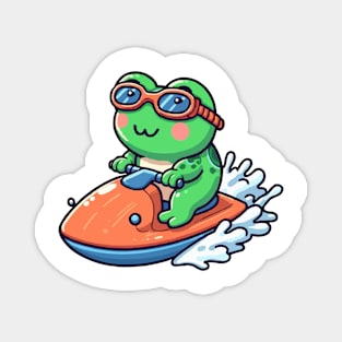 cute frog Jetskiing Magnet