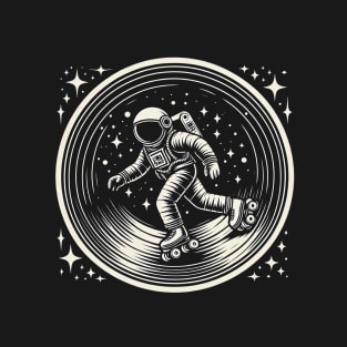 Astronaut Roller Skating In Space T-Shirt