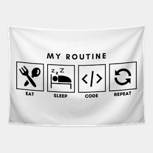 My Routine Eat Sleep Code Repeat Tapestry