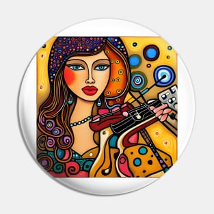 Woman playing a violin Pin