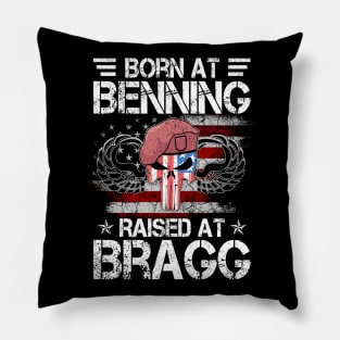 Born At Ft Benning Raised Fort Bragg - Proud Airborne Paratrooper Veteran Pillow