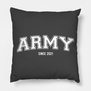 BTS Bangtan ARMY since 2021 varsity college text | Morcaworks Pillow