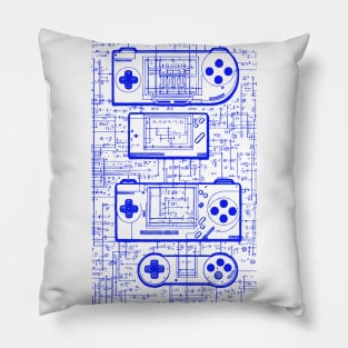 Blue Handheld Gaming Controller Da Vinci Blueprint Pillow