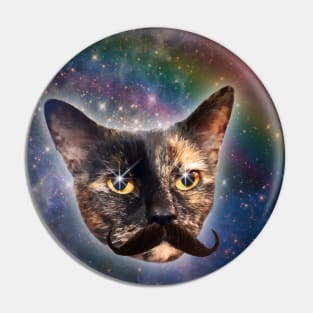 Moustached tortie cat Pin