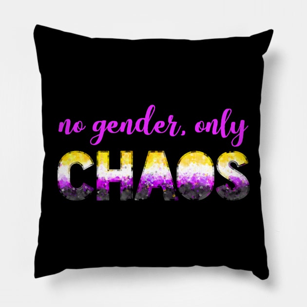 No Gender, Only Chaos Pillow by Art by Veya