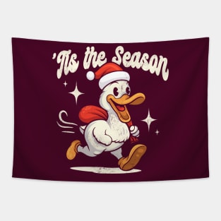 'TIS THE SEASON RETRO CARTOON DUCK CHRISTMAS Tapestry