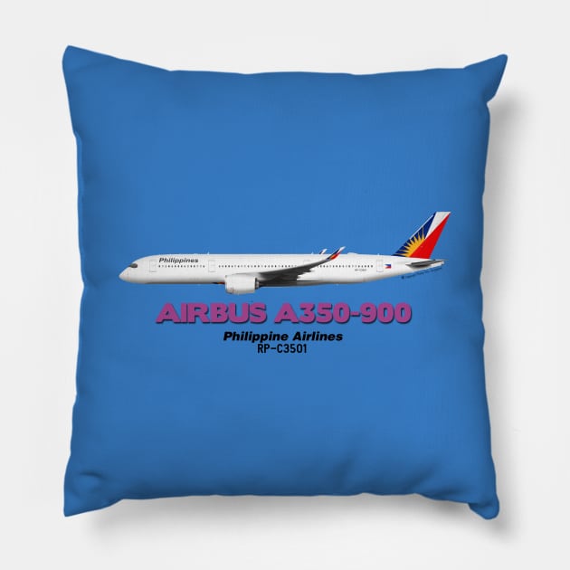 Airbus A350-900 - Philippine Airlines Pillow by TheArtofFlying