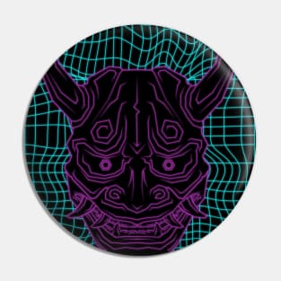 Aesthetic Synthwave Neon Pink Oni Demon Pin
