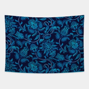 Blue Paisley Dark Background Tapestry