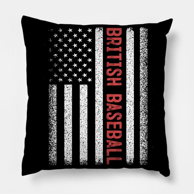 British Baseball American Flag 4th of July Pillow by magazin