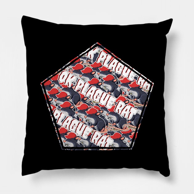 OK Plague Rat Red Hat Crowd Design Diagonal Print Pentagon Pillow by aaallsmiles