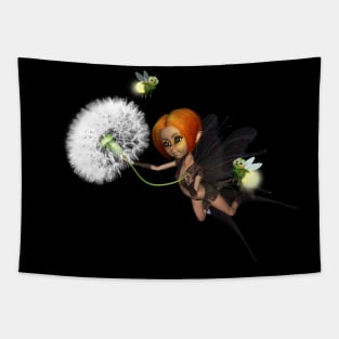 Cute little fairy playing with a dandelion Tapestry