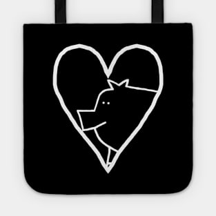 Minimal White Line My Pig Valentine Tote