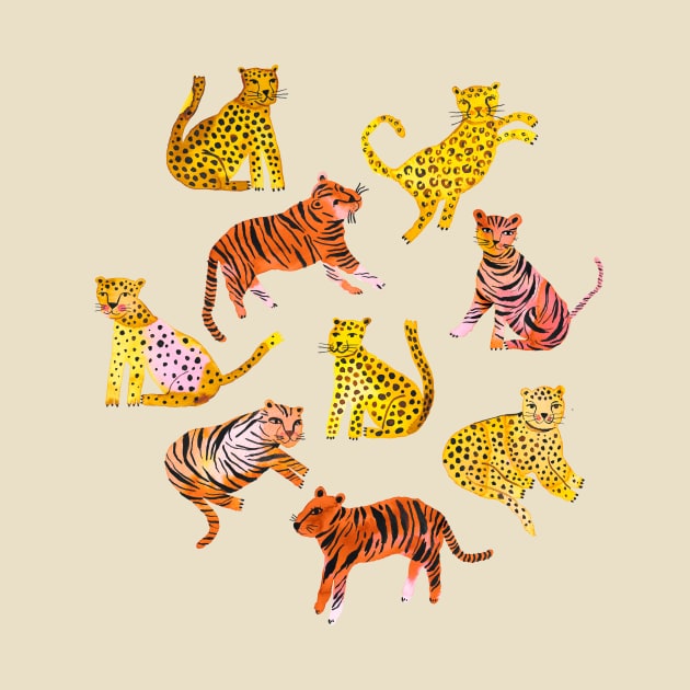 Tigers and Leopards - Africa Savannah by ninoladesign