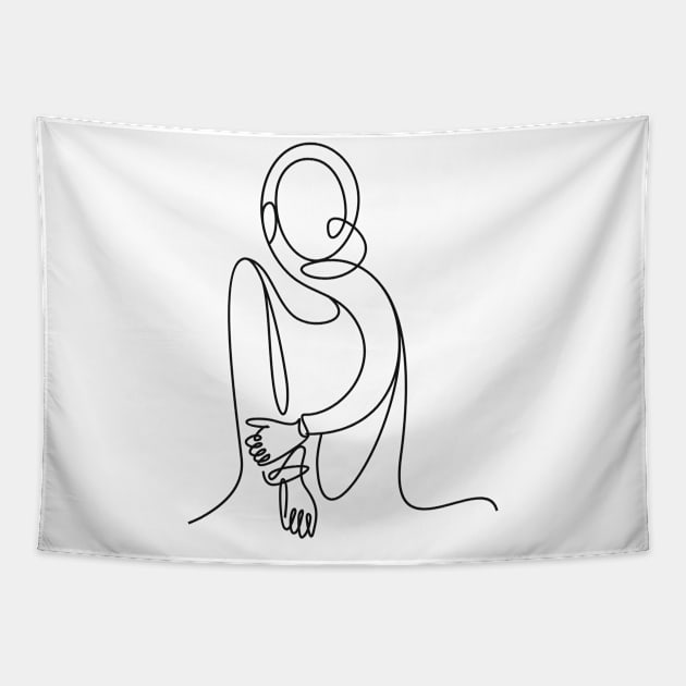 Lineart Girl Tapestry by Whatastory