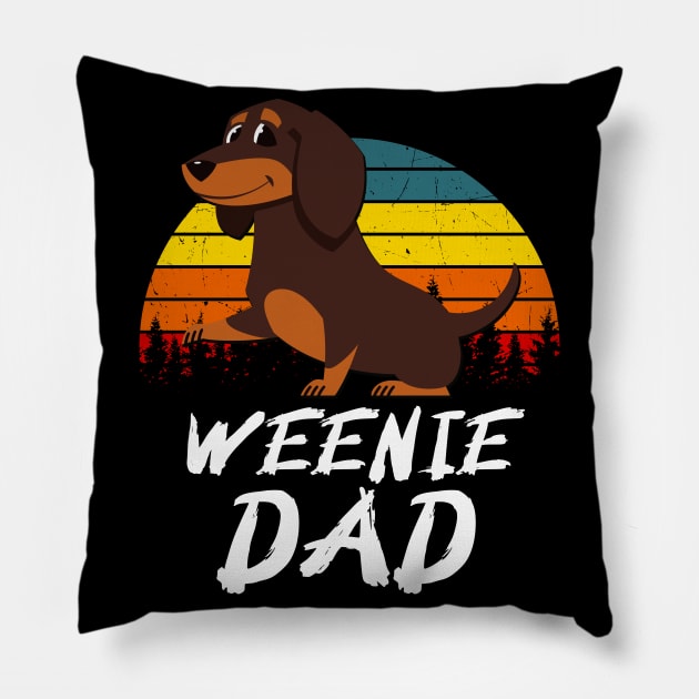 Weenie Dad Dachshund Dog Lover Men Pillow by Foxxy Merch